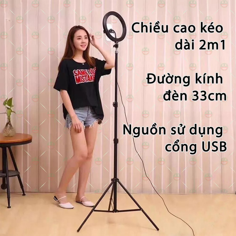 Đèn livestream làm sáng da thần thánh size 33cm kèm chân đèn, hỗ trợ livestream facebook - bigo - quay tiktok, studio, make up trang điểm phun xăm thẩm mỹ, spa, nối mi tiệm tóc bán hàng online - chính hãng, giá rẻ thị trường bào hành 12th