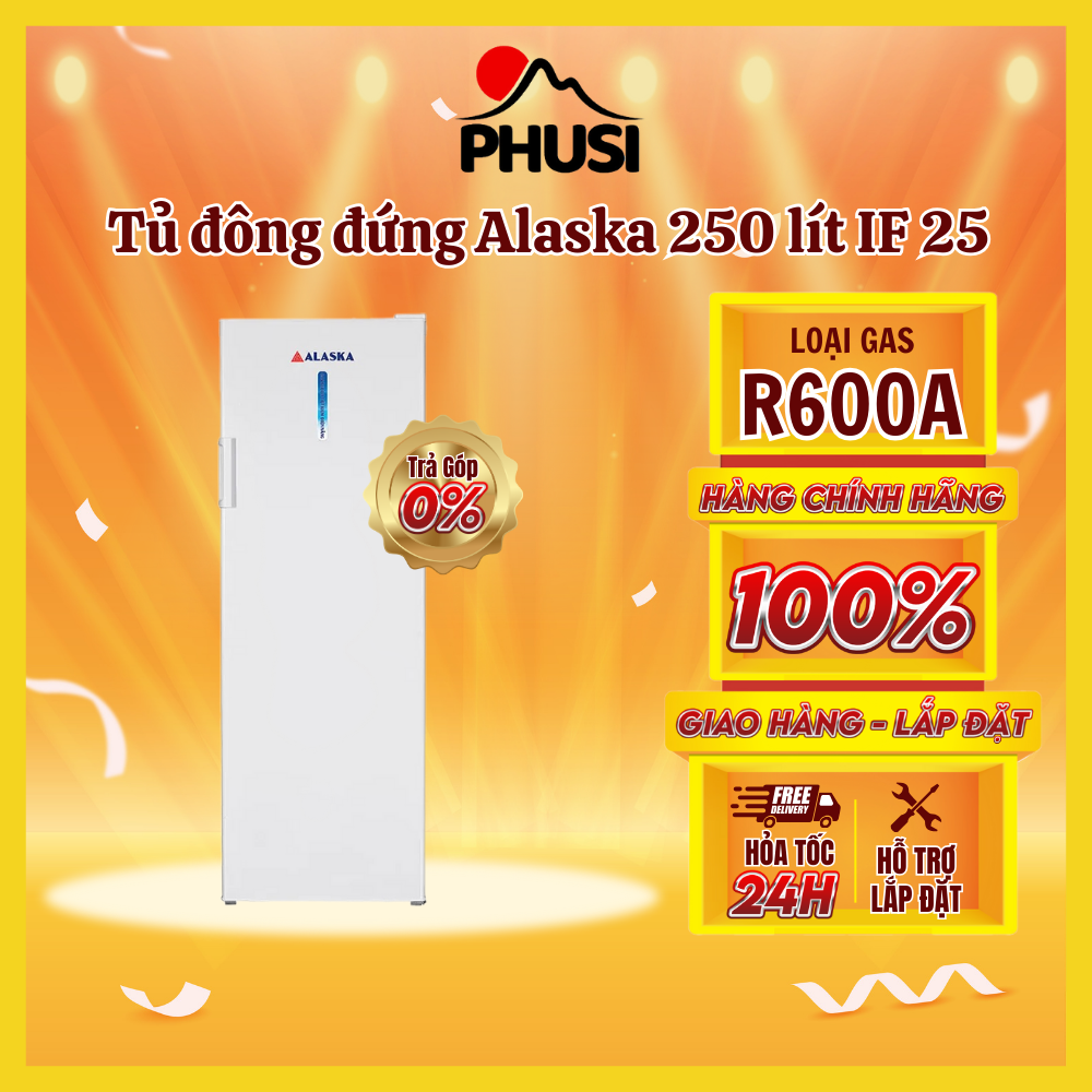 [Trả góp 0%]Tủ đông Alaska 250 lít đứng IF-25
