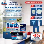Combo Finish: Viên Rửa Chén Bát Finish Powerball Quantum 50 viên + Nước Làm Bóng 500ml + Muối Rửa Chén Bát 1kg