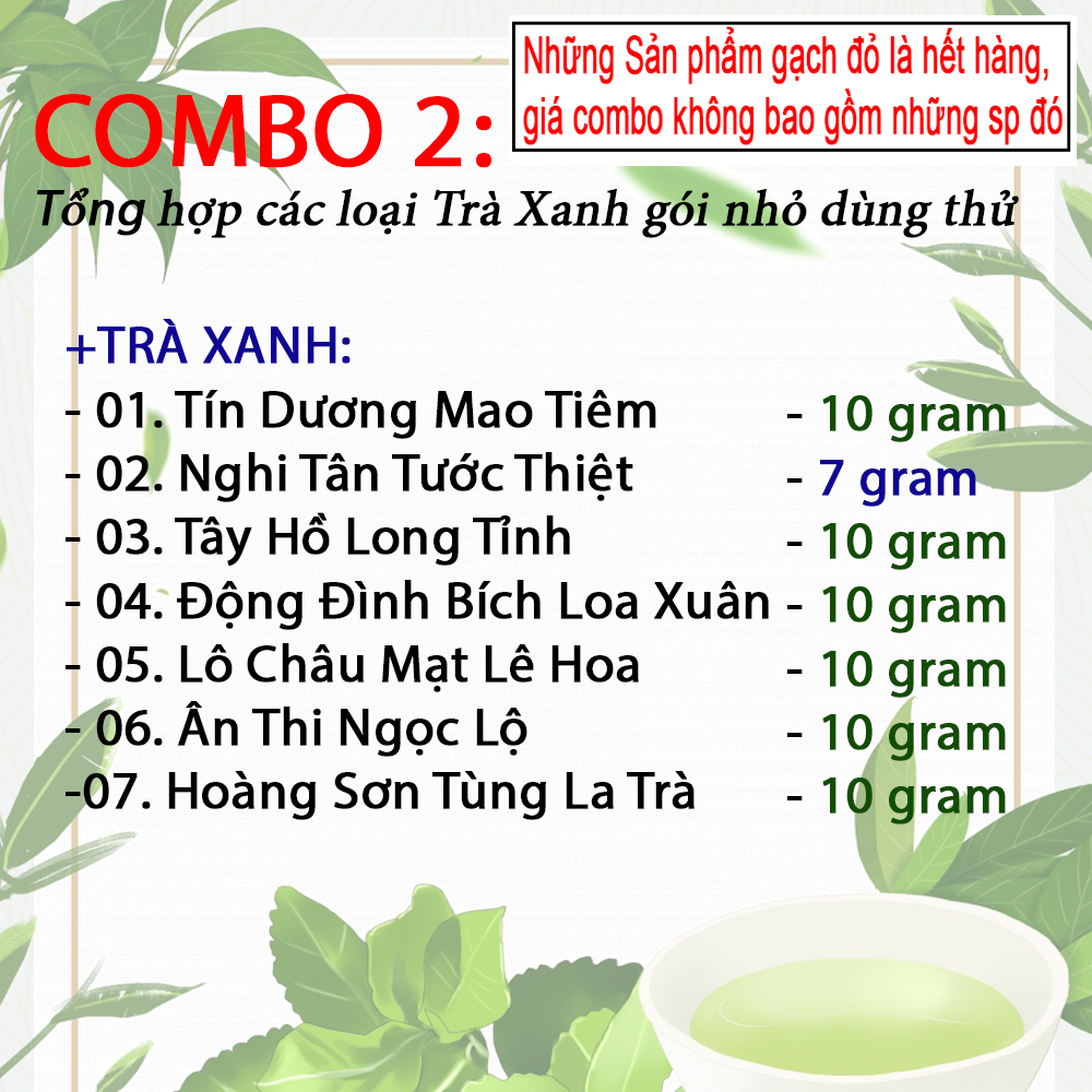COMBO 2: Tổng Hợp TRÀ XANH🌿[mỗi loại 10 gram Dùng Thử]🌿Trà ngon, trà xanh, trà trắng, trà cao cấp, trà thơm ngon đậm vị ngọt hậu