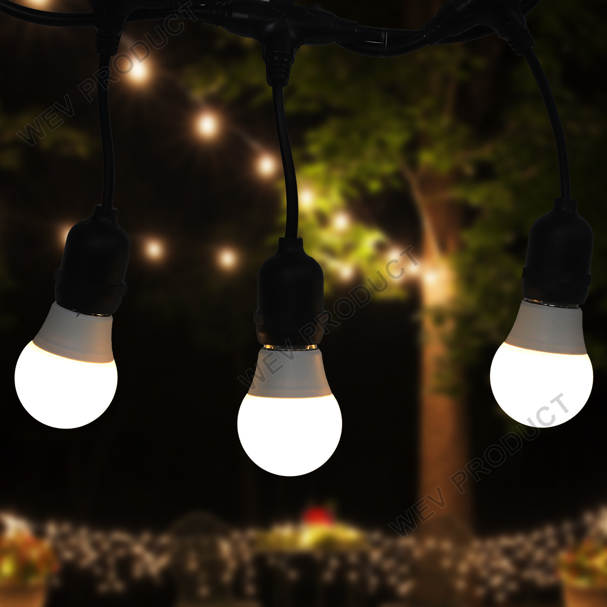 Dây đèn trang trí ngoài trời 5m 10 đuôi, 10m 15 đuôi, 20m 20 đuôi Bóng đèn nhựa không phải Thủy tin