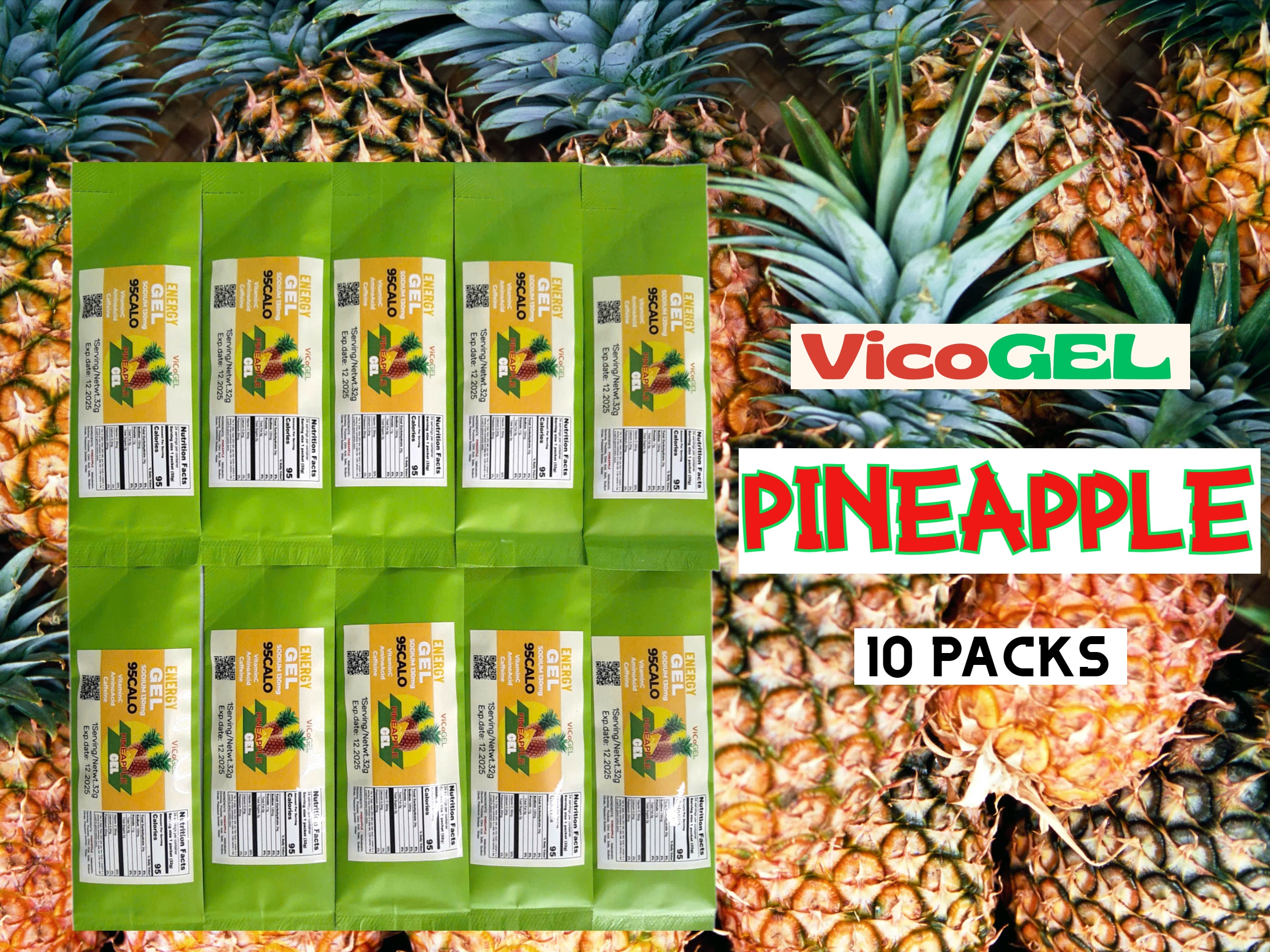 COMBO 10 GEL NĂNG LƯỢNG vị THƠM -  Vicogel Pineapple 32G/95Calo