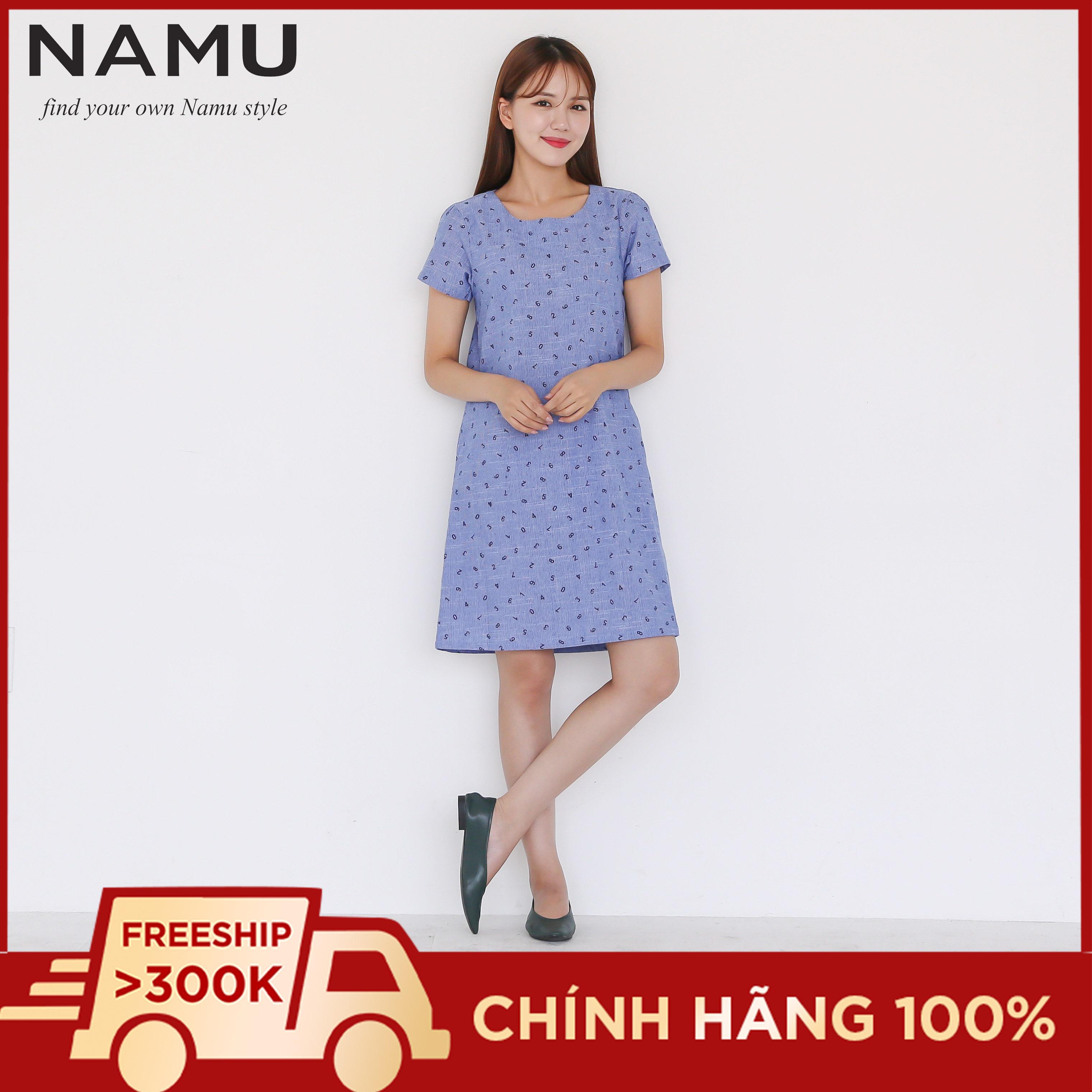 Đầm suông có túi in họa tiết con số hiệu namu v09193