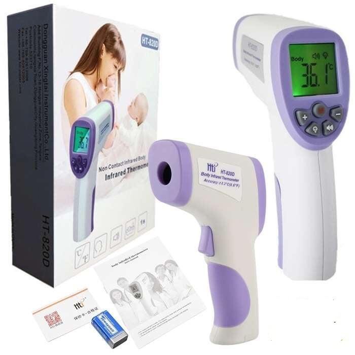 Máy nhiệt kế điện tử HT -820D , Súng đo nhiệt độ cơ thể không tiếp xúc HT-820D dùng cảm ứng hồng ngoại có tia laser định hướng