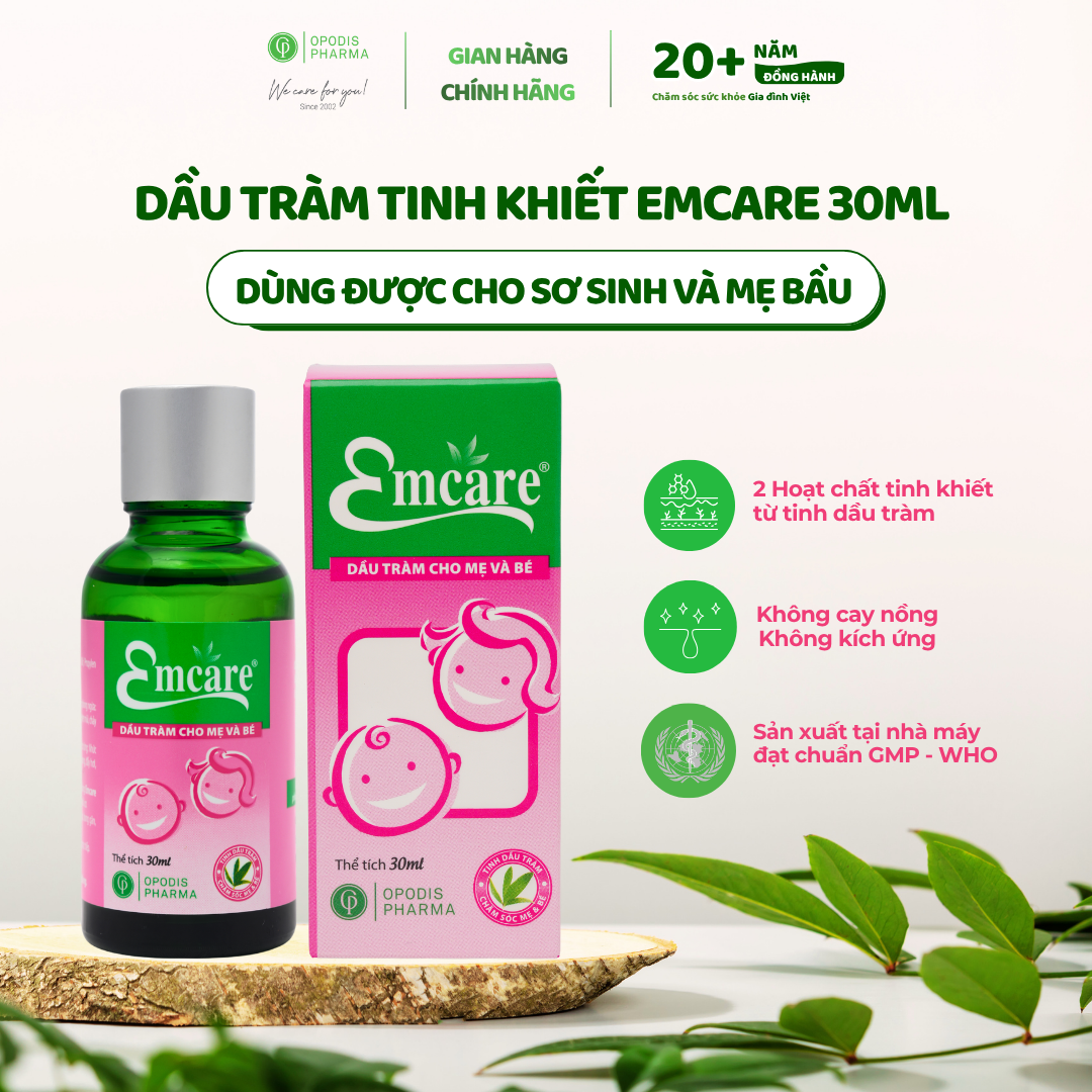 Dầu tràm Emcare Giảm Ho, Cảm Lạnh, Giữ Ấm Cơ Thể Cho Bé Và Mẹ Sau Sinh