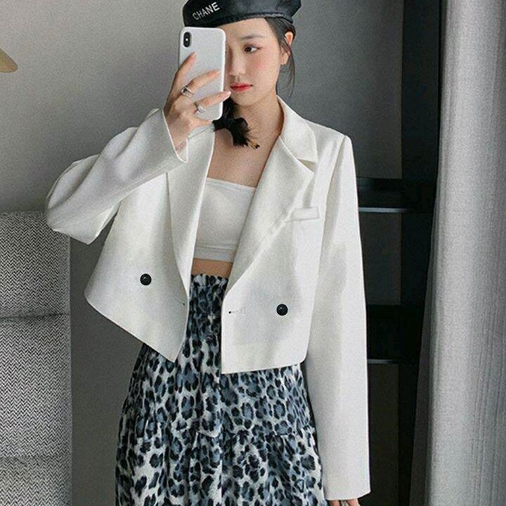 Áo khoác vet nữ dáng ngắn 2 lớp