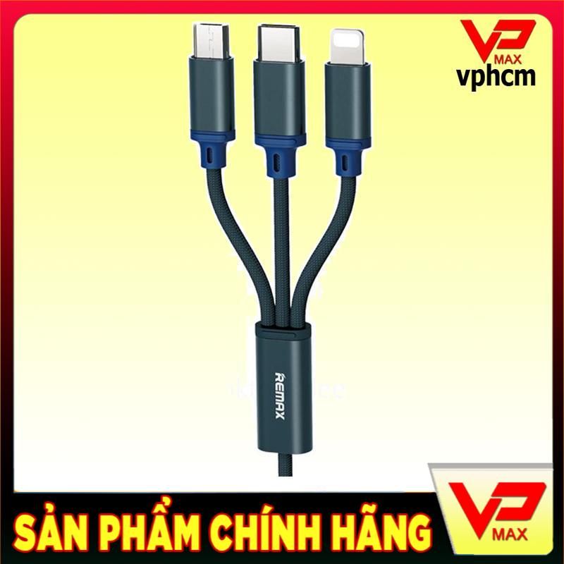 Cáp sạc Remax 3 đầu dây dù micro USB, Type C, lightning dùng cho điện thoại Android, iOs