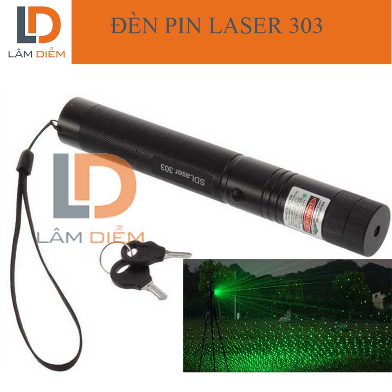 Đèn laser 303 cao cấp ánh sáng xanh tặng kèm pin + sạc