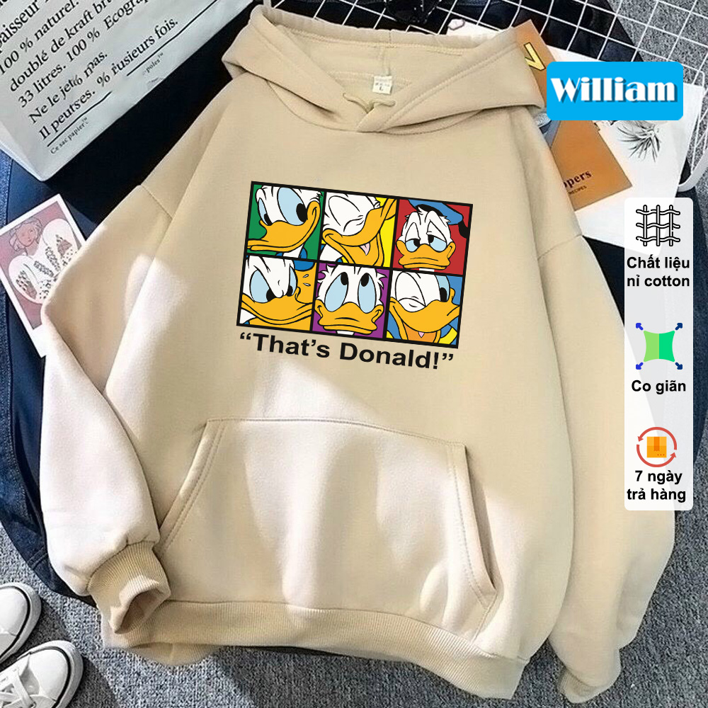 Áo hoodie nam nữ nỉ Vịt dễ thương, chất nỉ dày dặn, nón 2 lớp, hợp làm áo cặp William - DS92