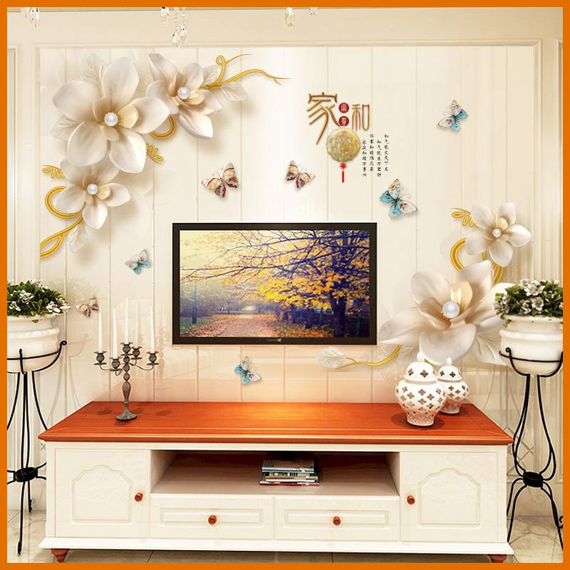 Decal dán tường hoa hồng vàng 3D SK2028AB