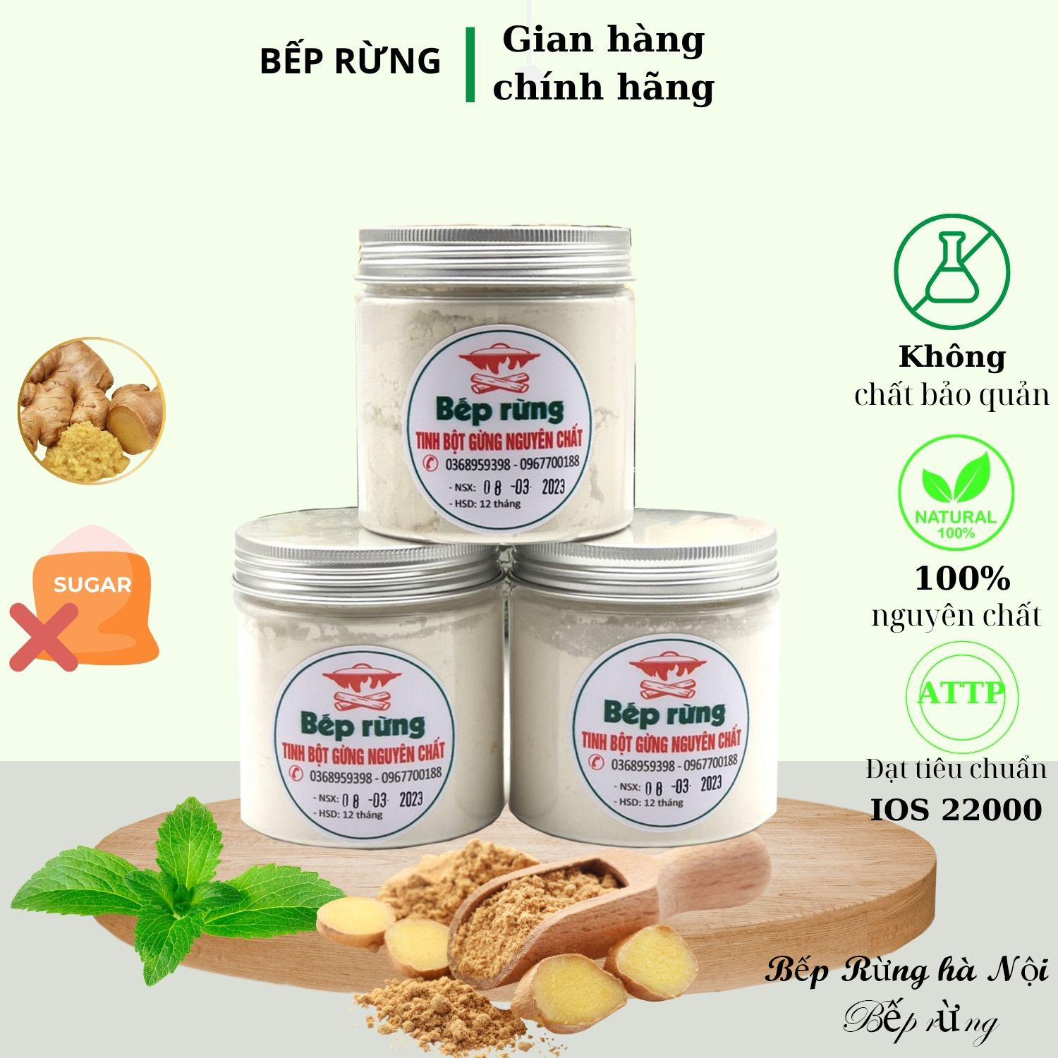 Hộp Tinh bột gừng gió nguyên chất hòa tan thiên nhiên hộp 100g , tiệm trà gừng gió