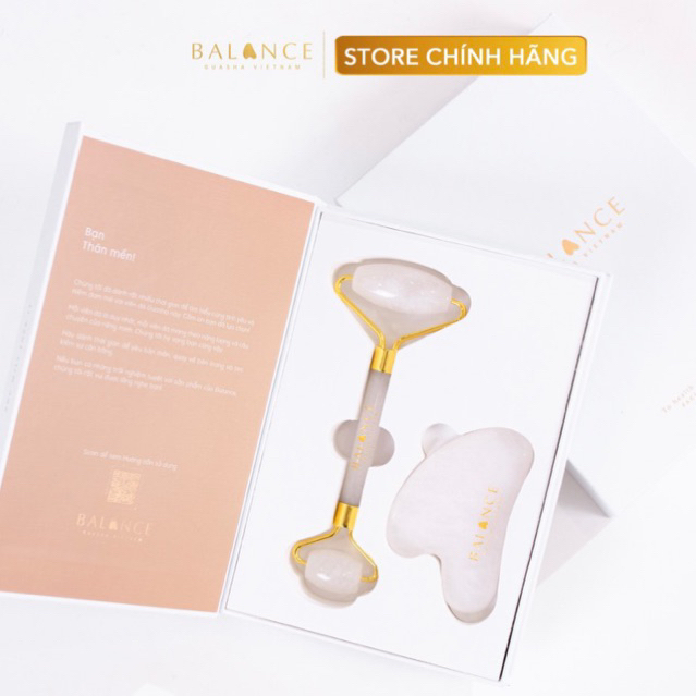 [CHÍNH HÃNG] Combo Massage Mặt Guasha & Thanh Lăn + Tặng Oil Hữu Cơ - Nâng Cơ Trẻ Hoá Cao Cấp đạt Kiểm Định PNJ