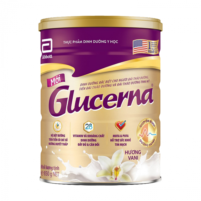Sữa Glucerna Abott , sữa tiểu đường, Sữa bột Glucerna hương Vani 850g cho người mắc bệnh đái tháo đường