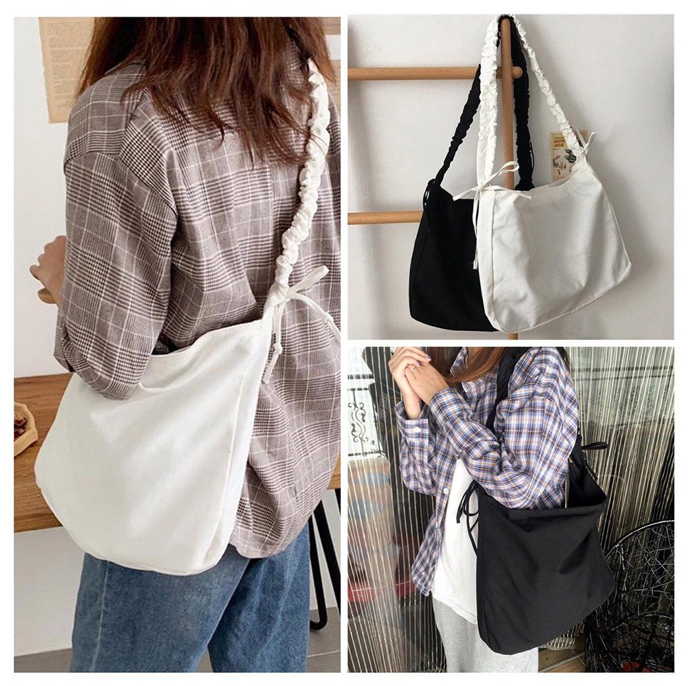 Túi tote Vải ulzzang Dây Rút Đeo chéo Cách Điệu 2 Màu có khóa miệng,túi con siêu hot