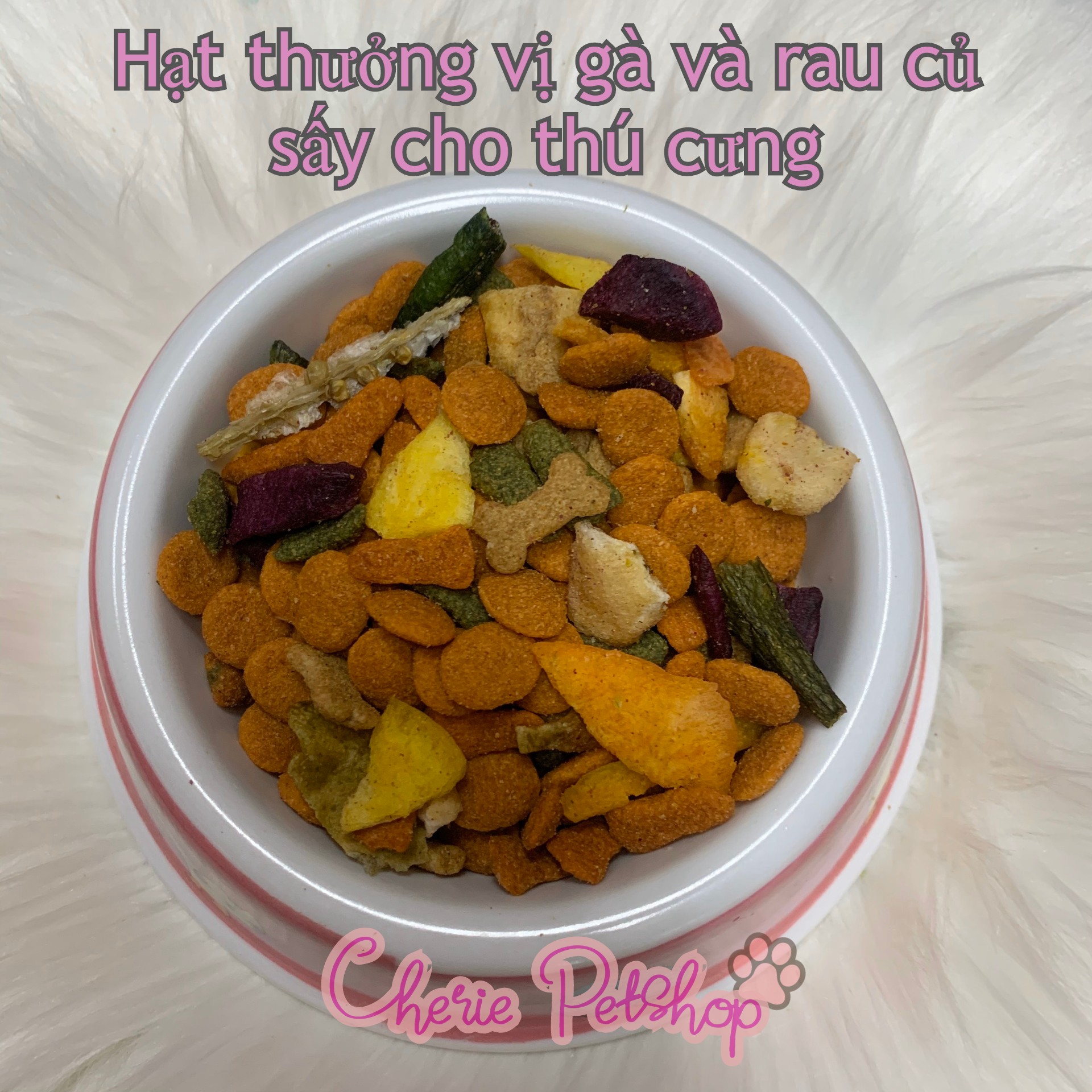 Hạt thưởng vị gà và rau củ sấy cho thú cưng gói