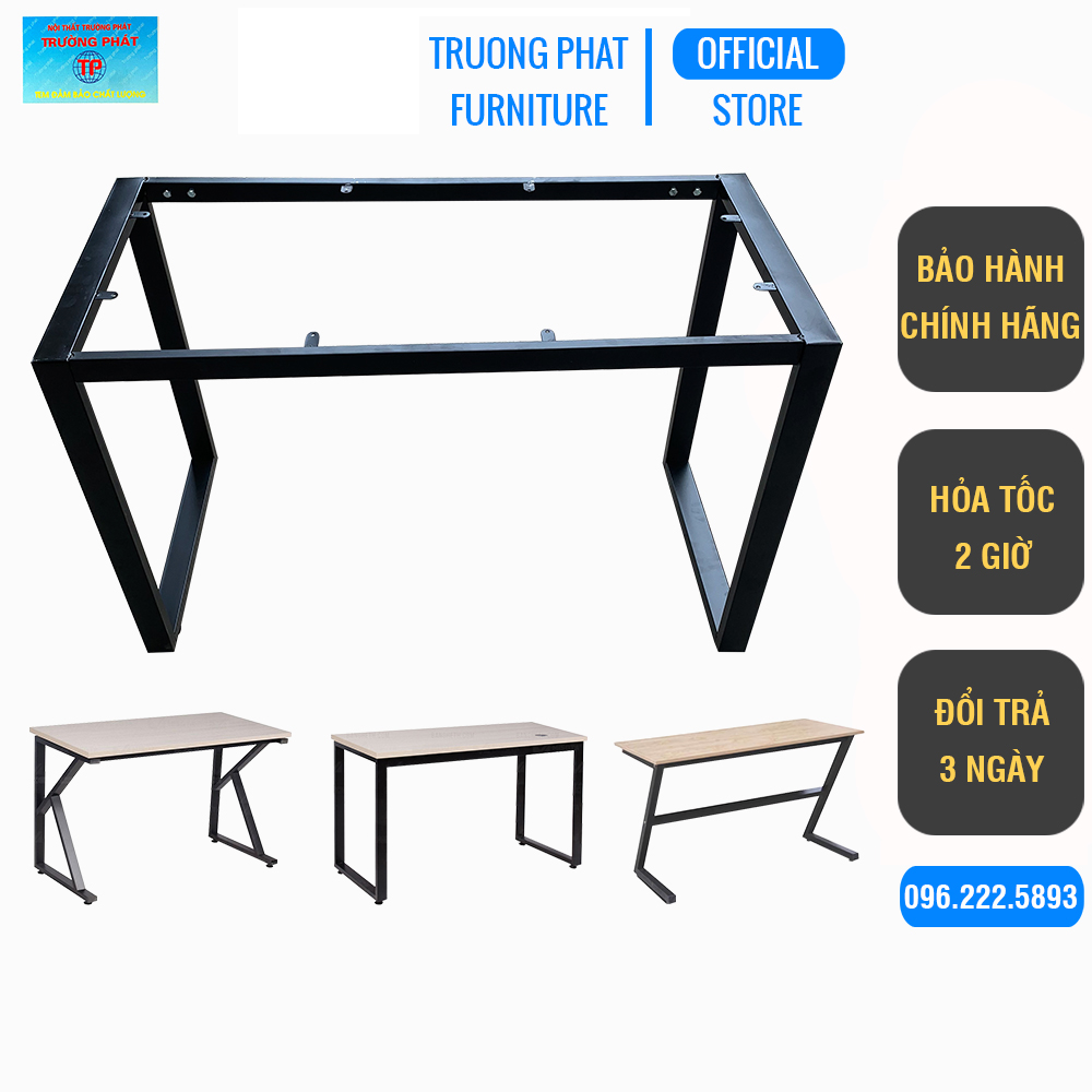 Chân bàn sắt hình chữ U K Z lắp ghép, chịu tải 300kg, lắp cho bàn 1m2