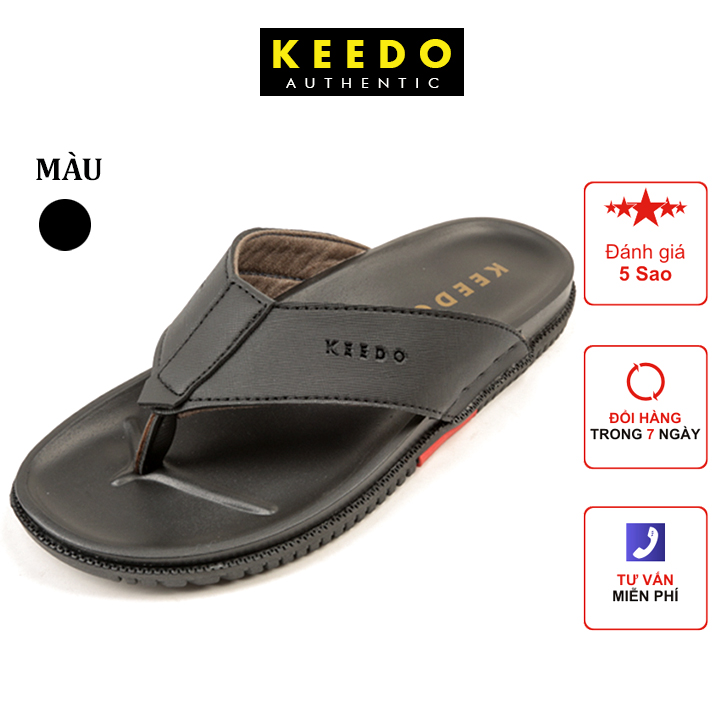 [ GIẢM GIÁ] Dép kẹp da nam bền đẹp KEEDO TN6121
