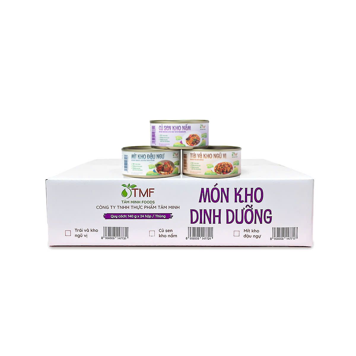 Thùng mix 3 vị đồ kho dinh dưỡng Tâm Minh Foods