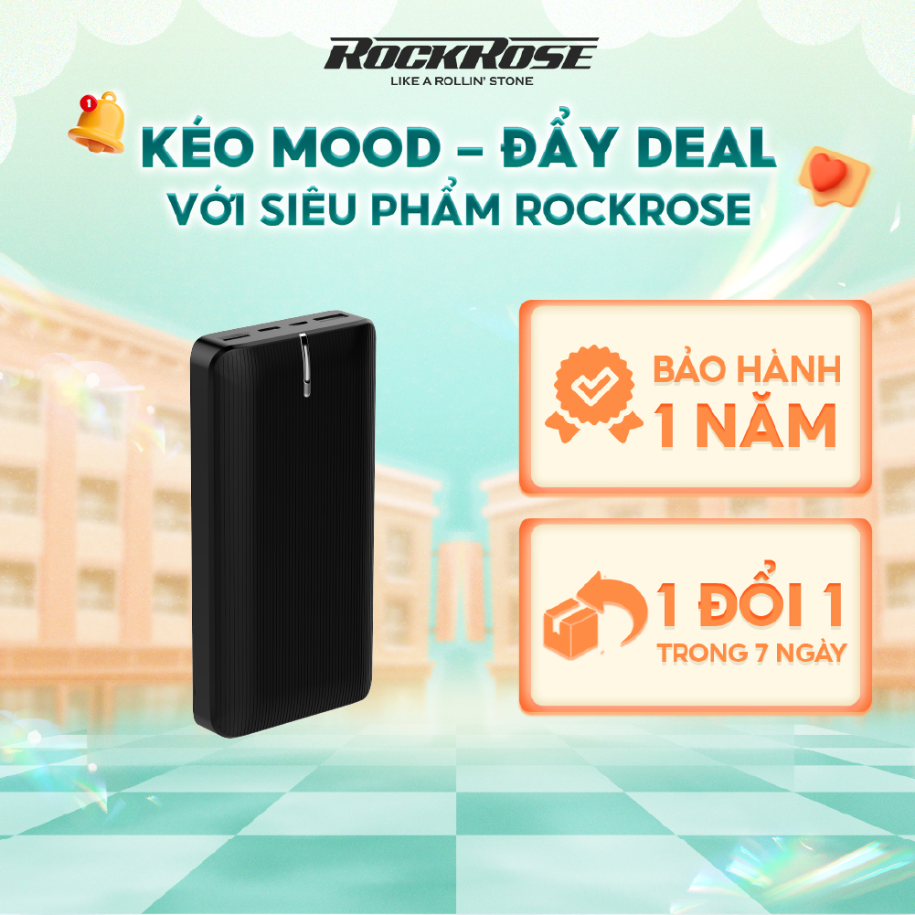 Sạc dự phòng 20000mah rockrose vogue 20 - cổng usb a sạc nhanh cho iphone/ android