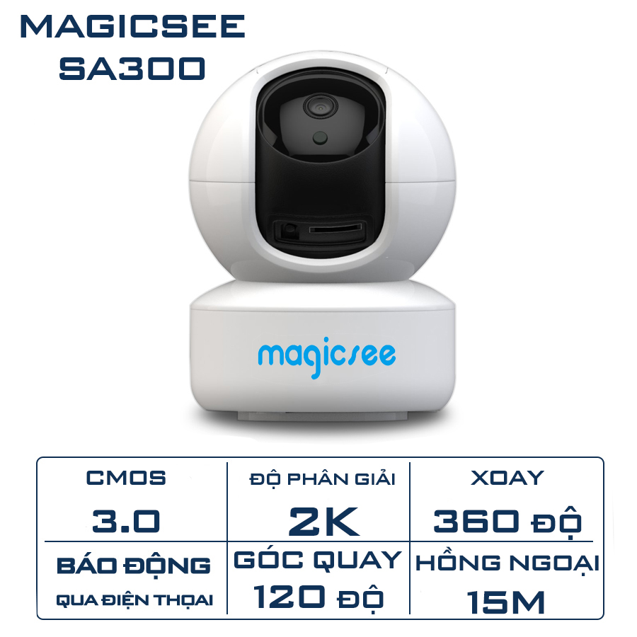 Camera không dây IP Wifi Magicsee SA300 - Cmos 3.0 - Độ phân giải 2K - Cảnh báo và theo dõi chuyển động