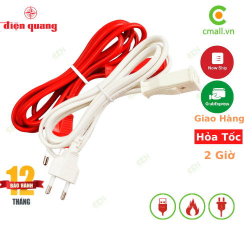 Cáp Nối Dài Điện Quang ĐQ EPF 2PN,Dây Nối Dài 2-5 Mét, 2 Màu Trắng-Đỏ Phù Hợp Phong Cách Riêng