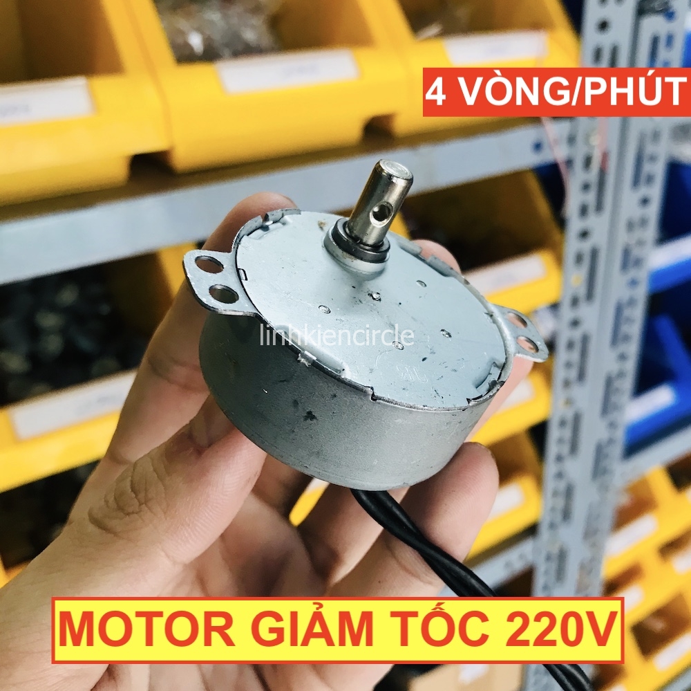 [HCM]Motor giảm tốc mini 220V tốc độ chậm 4 vòng/phút làm bàn xoay đảo trứng - LK0309