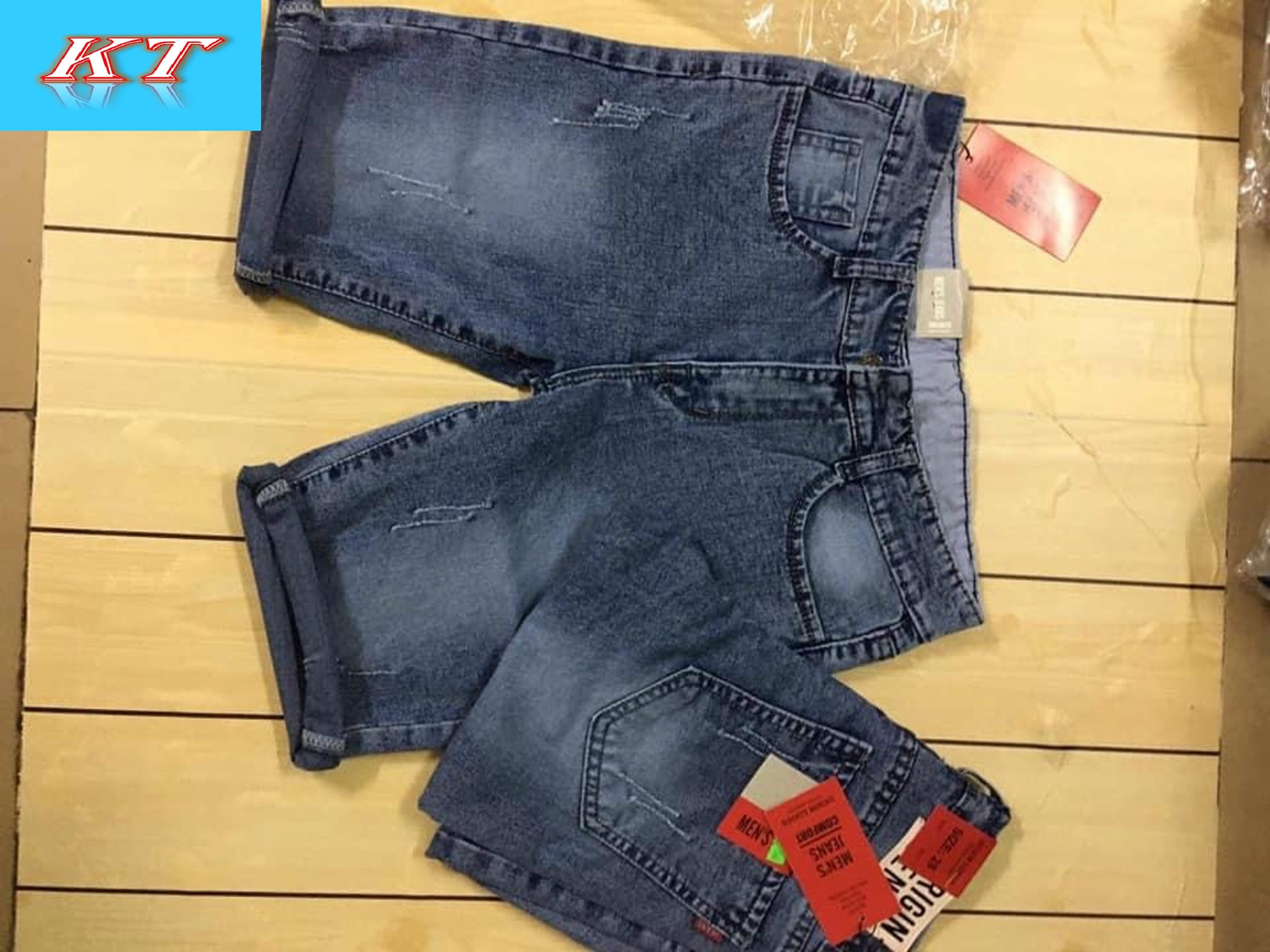 Quần short jean nam VNXK chất liệu co giãn cotton 4 chiều
