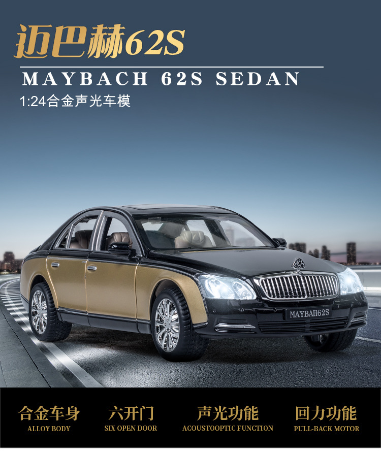 Xe Mô Hình MAYBACH 62S 1:24 Hãng XLG, Thân Xe Kim Loại, Có Đèn Và Âm Thanh