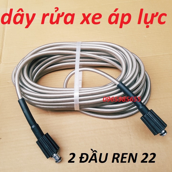 10m,15,20,30m Ống Dây Rửa Xe Cho Máy Bơm Xịt Rửa Áp Lực Cao Ren Trong 22mm