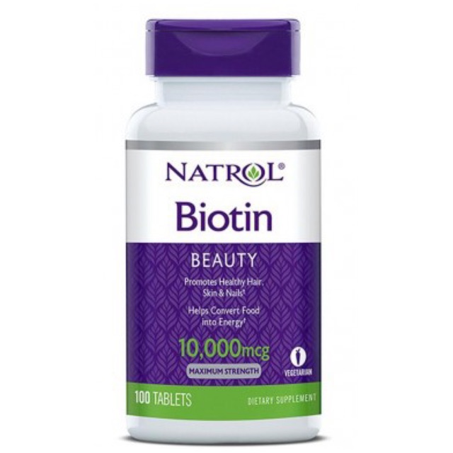 [HCM]Natrol Biotin 10000 Mcg Hỗ Trợ Mọc Tóc Giúp Móng Khỏe Mọc Tóc Biotin Hộp 100 Viên