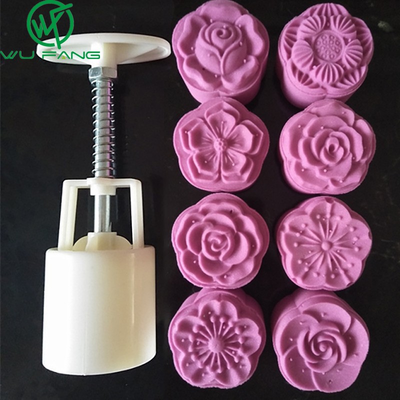 WUFANG Bộ 8 khuôn 50G làm bánh hình hoa 3D và cây ép thủ công chất lượng cao - intl