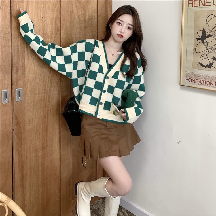 Áo khoác len áo cardigan len sọc caro xanh dáng croptop phong cách trẻ trung cá tính D-10 | Lazada.vn Áo Khoác Len Áo Cardigan Len Sọc Caro Xanh Dáng Croptop Phong Cách Trẻ Trung Cá Tính D-10 | Lazada.Vn