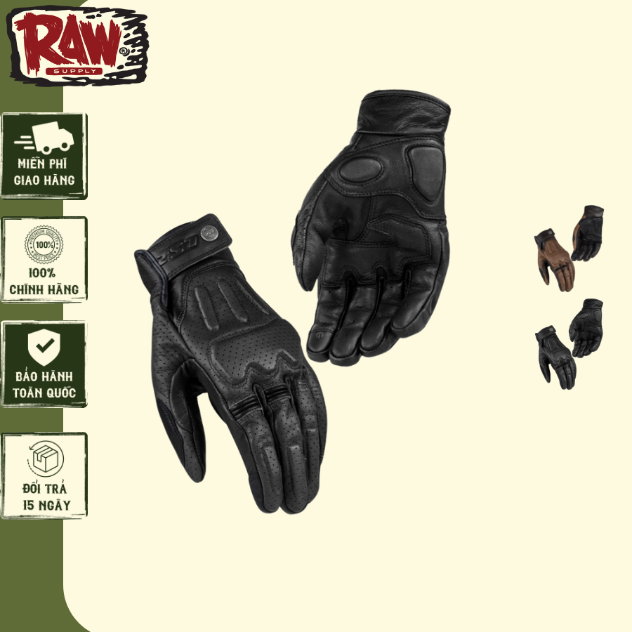 Găng tay đi xe máy LS2 Rustman dài ngón da dê bảo hộ cao cấp arrow
