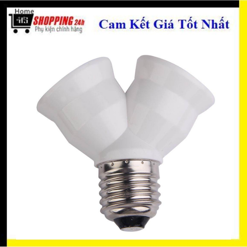 Đui Đèn Tròn E27 Chia 1 Ra 2, Đầu Chia Đui Đèn 1 Chia 2 Đui Xoáy Chuẩn E27, Bộ Chuyển Đổi 1 Sang 2 Chuyển đổi ổ Cắm