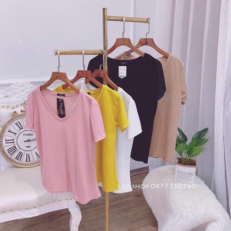 Áo Phông Cổ Tim, Áo Phông Form Rộng Zarawoman Đơn Dễ Phối đồ thích hợp cho mùa hè