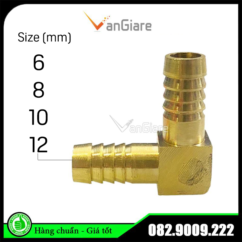 Co đuôi chuột thau, cút nối góc l 90 độ ống 6mm 8mm 10mm 12mm
