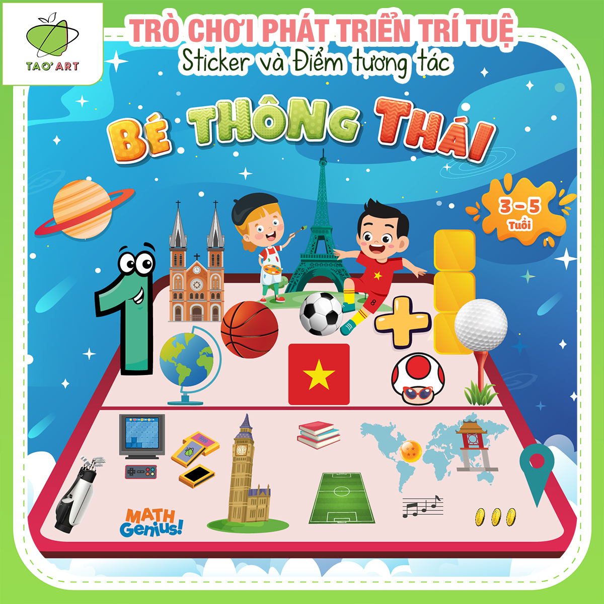 Đồ chơi thông minh TAOART sách bóc dán Montessori cho bé từ 3 đến 5 tuổi nhiều chủ đề - TA0002