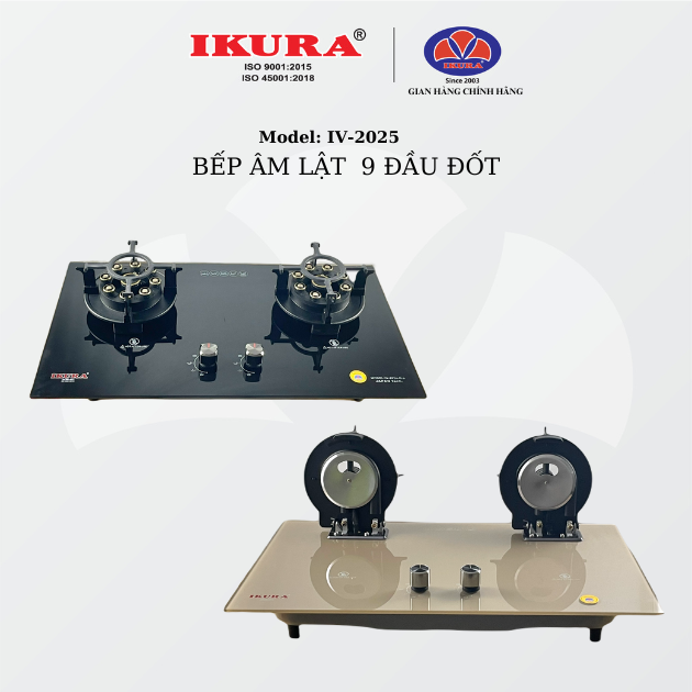 Bếp Gas Âm Lật 9 Đầu Đốt - Bếp Ga Âm IKURA