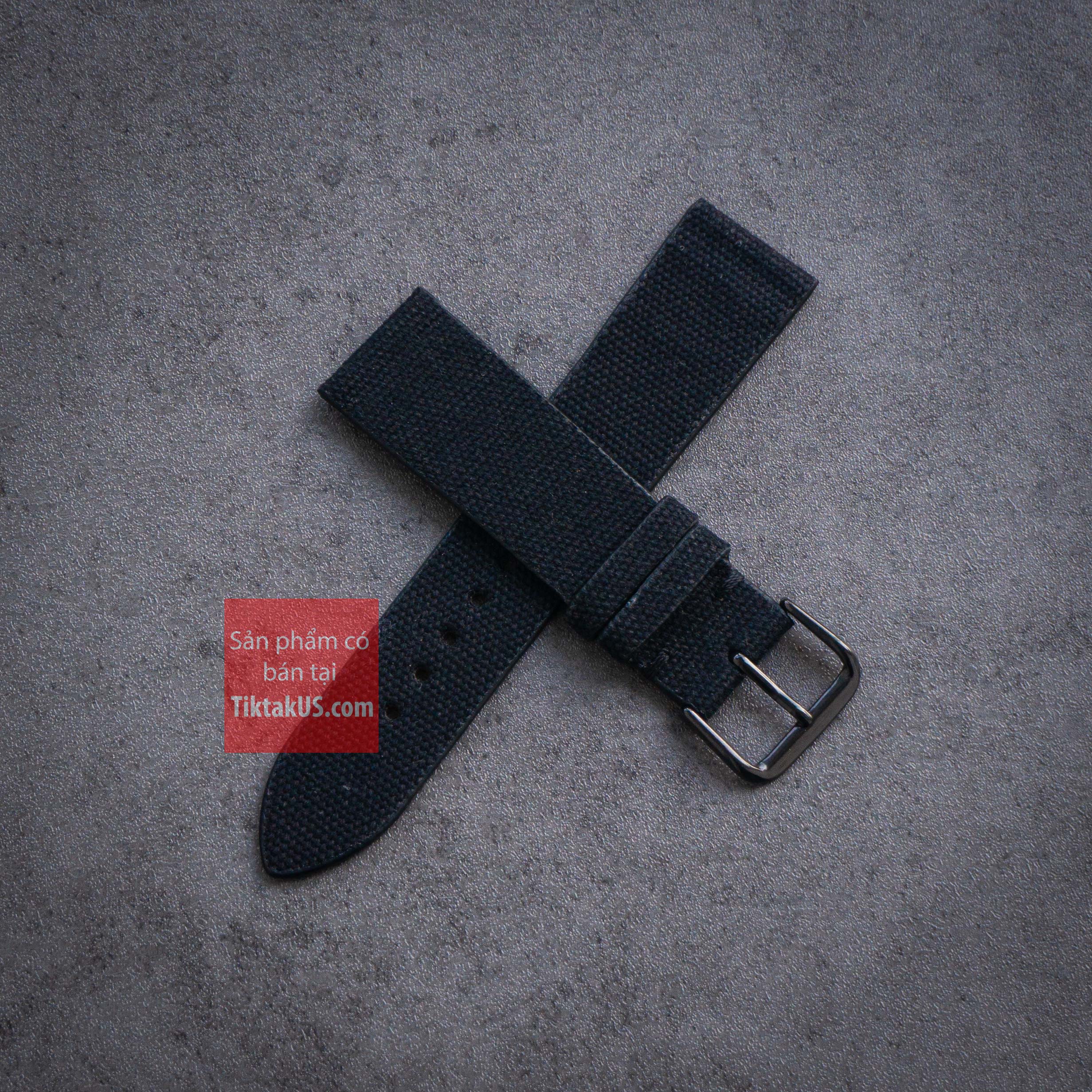   HCM Dây đồng hồ Vải Dù Canvas Pilot khóa thép đen lót da Seiko 5 automatic SNK SNZG Sport SRPD SRPE 18mm - 19mm - 20mm - 21mm - 22mm 