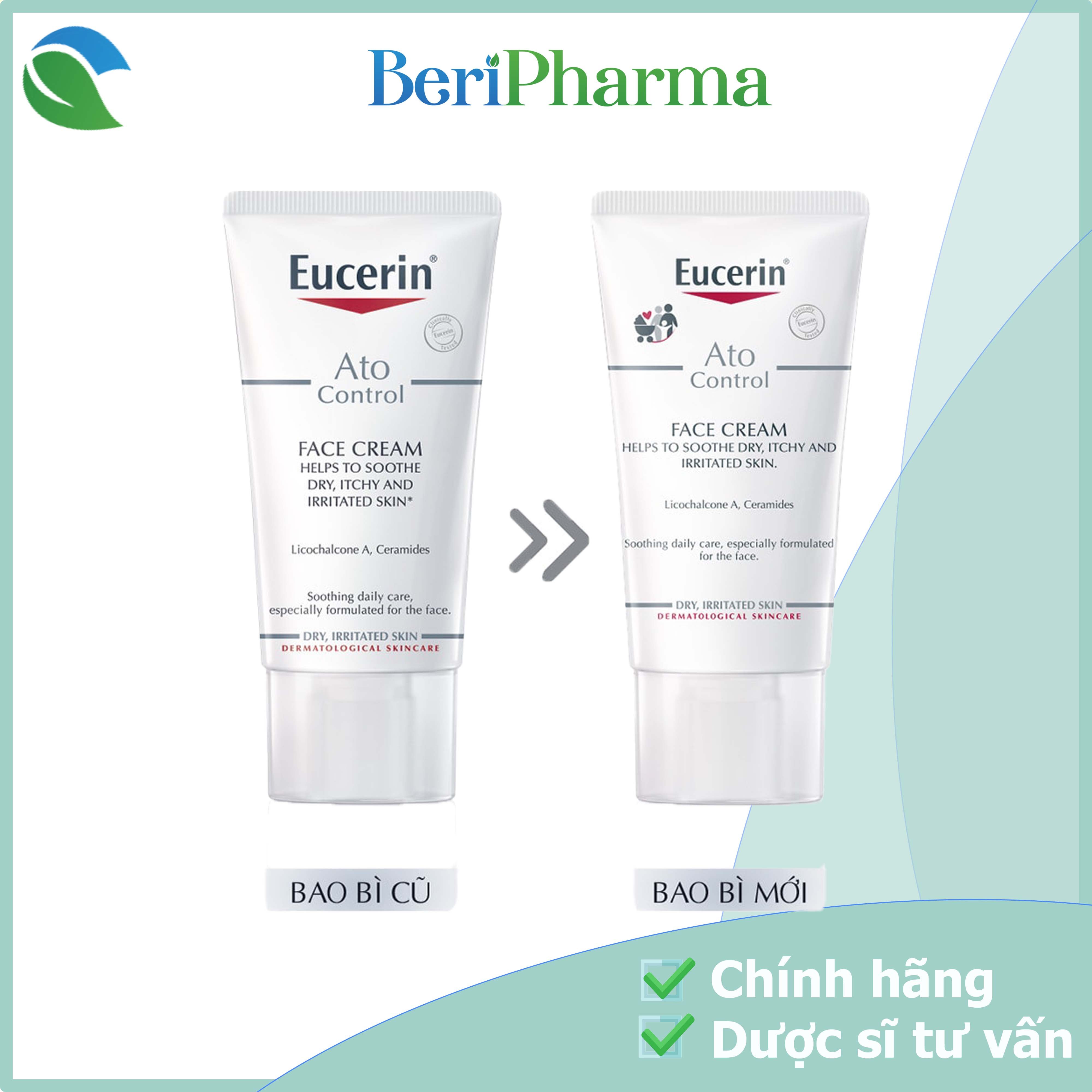[HCM]Eucerin Kem Dưỡng Cho Da Khô Và Da Bị Kích Ứng Ato Control Soothing Face Cream 50ml