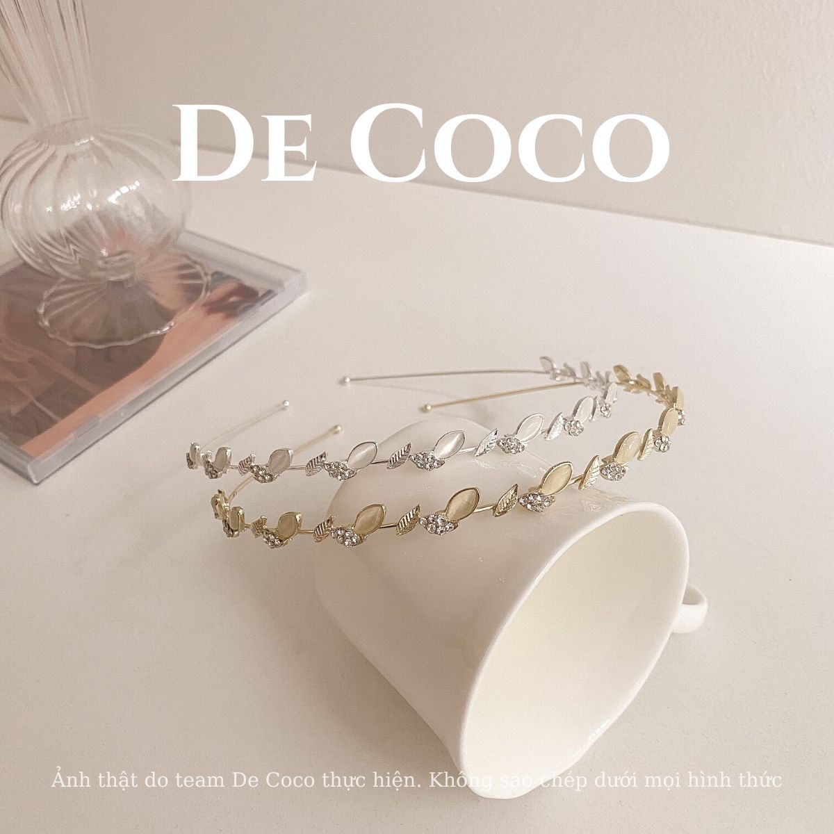 Bờm tóc, cài tóc, băng đô hình lá đính đá Juleen De Coco
