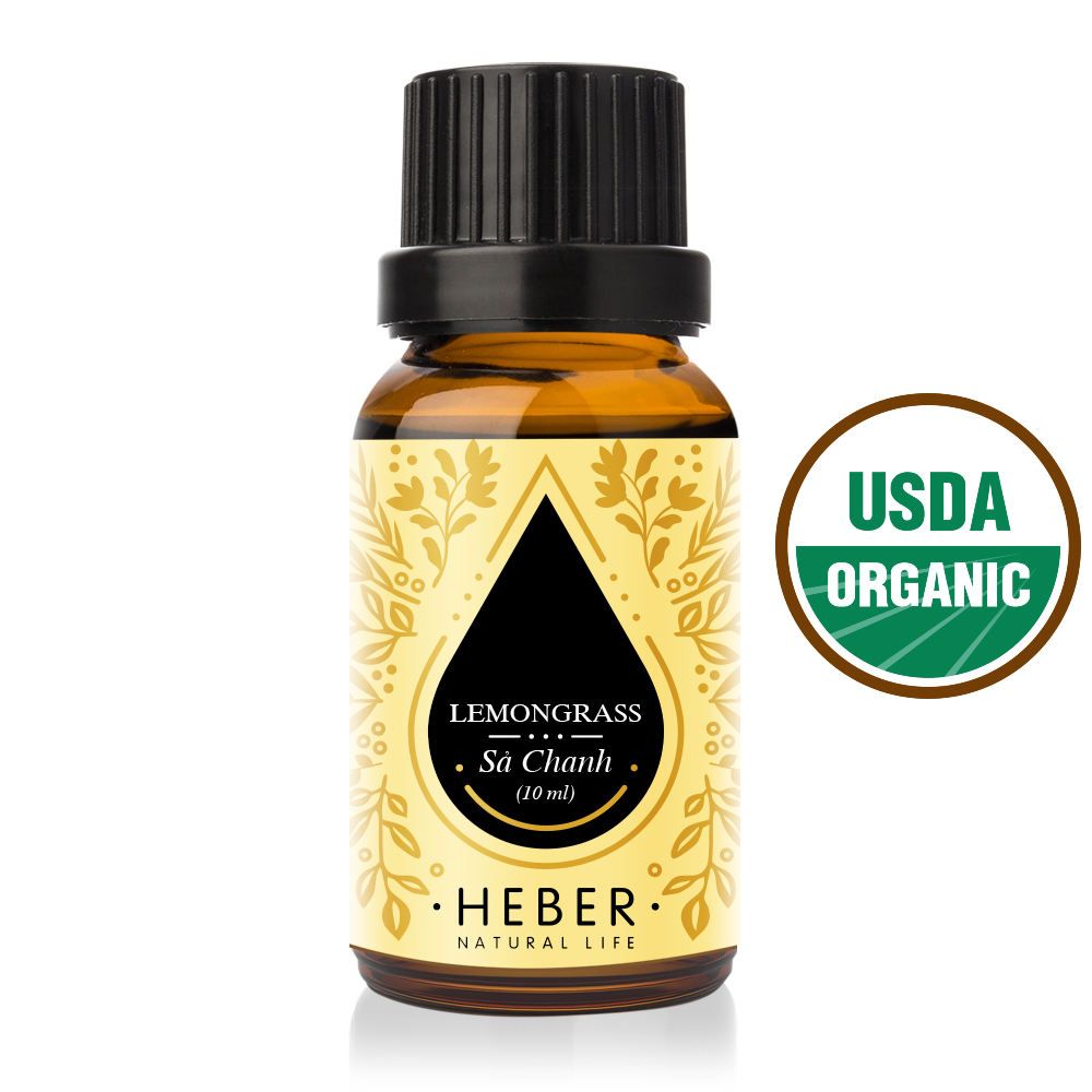 Tinh Dầu Sả Chanh Lemongrass Essential Oil Heber Vietnam, 100% Thiên Nhiên Nguyên Chất, Cao Cấp Nhập Khẩu, Kiểm Nghiệm Quatest 3, Xông Thơm Phòng, Hương Dịu Nhẹ