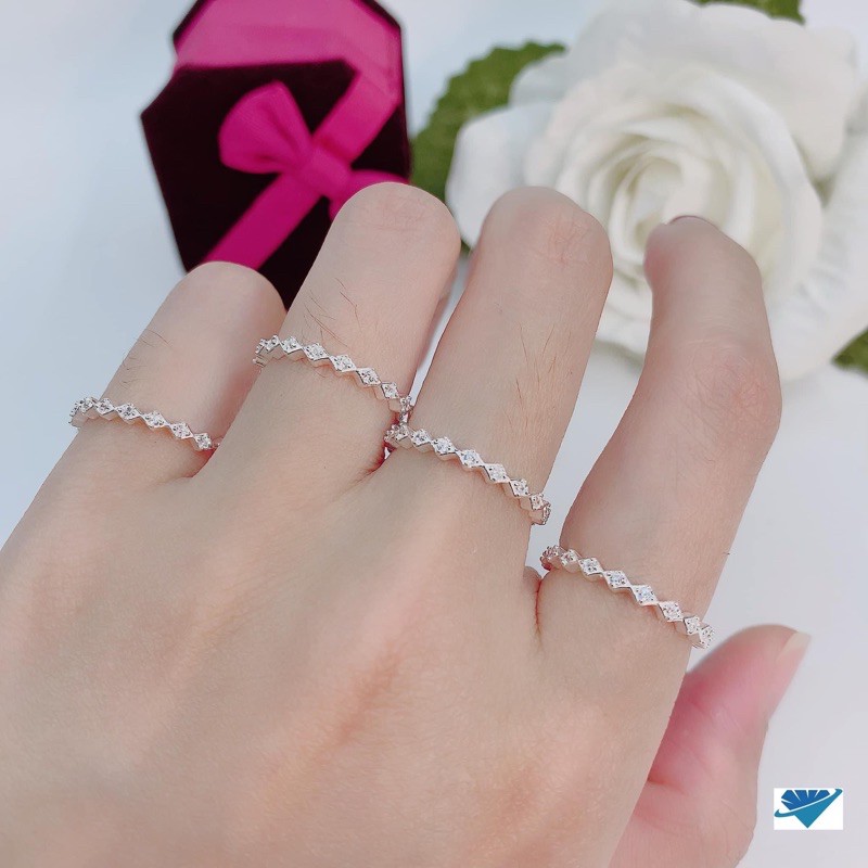 Nhẫn zích zắc bạc ta hở free size cho nữ