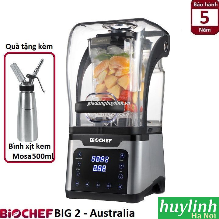Máy xay sinh tố công nghiệp biochef big 2 - chống ồn - tặng bình xịt kem mosa 0.5 lít