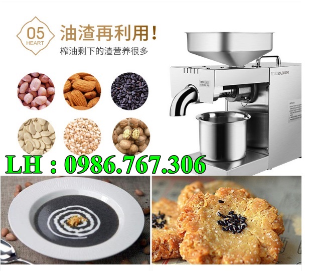 Máy ép dầu gia đình gd-07 inox 100%máy ép 3-5kg/h