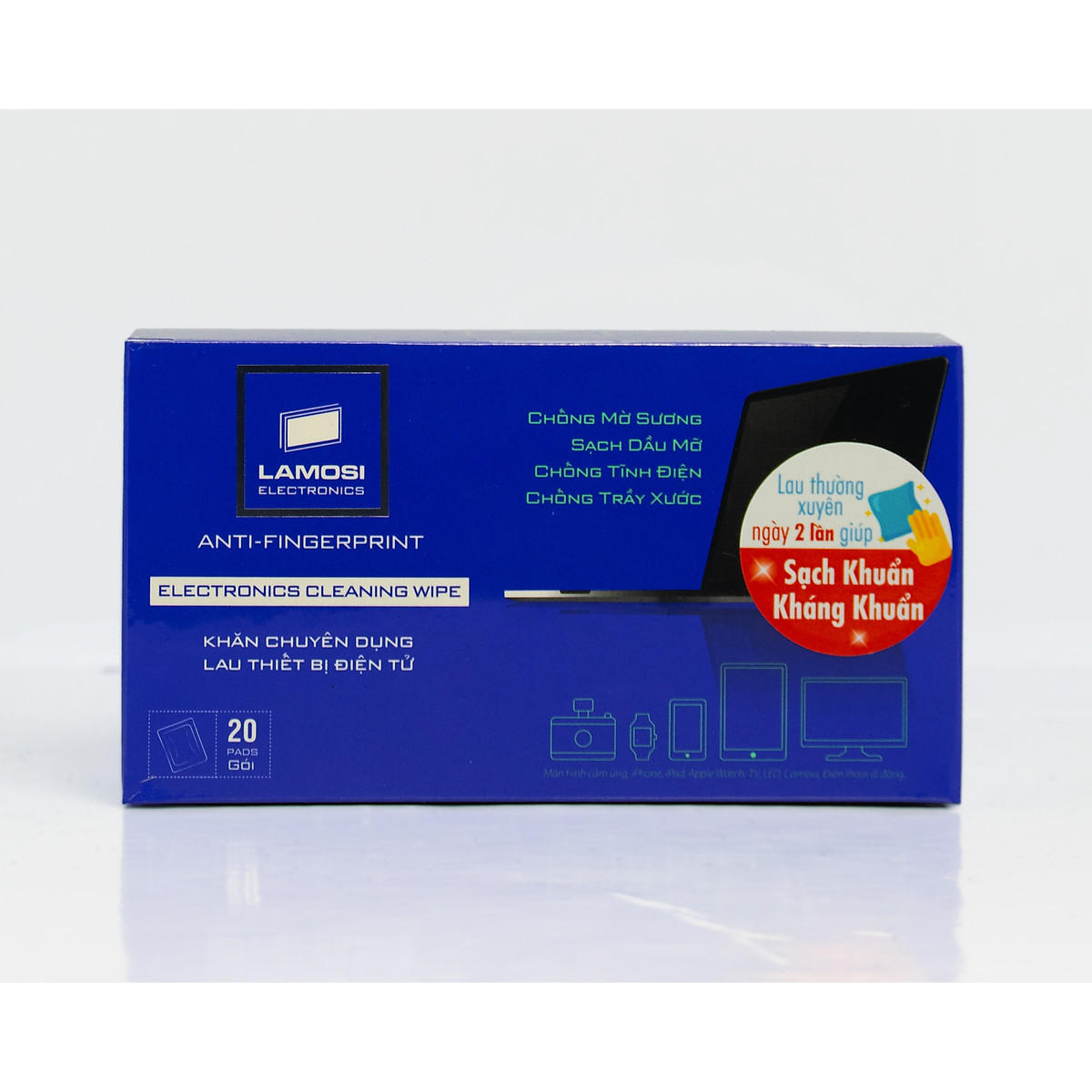 Khăn lau thiết bị điện tử lamosi electronics - hộp 20 gói