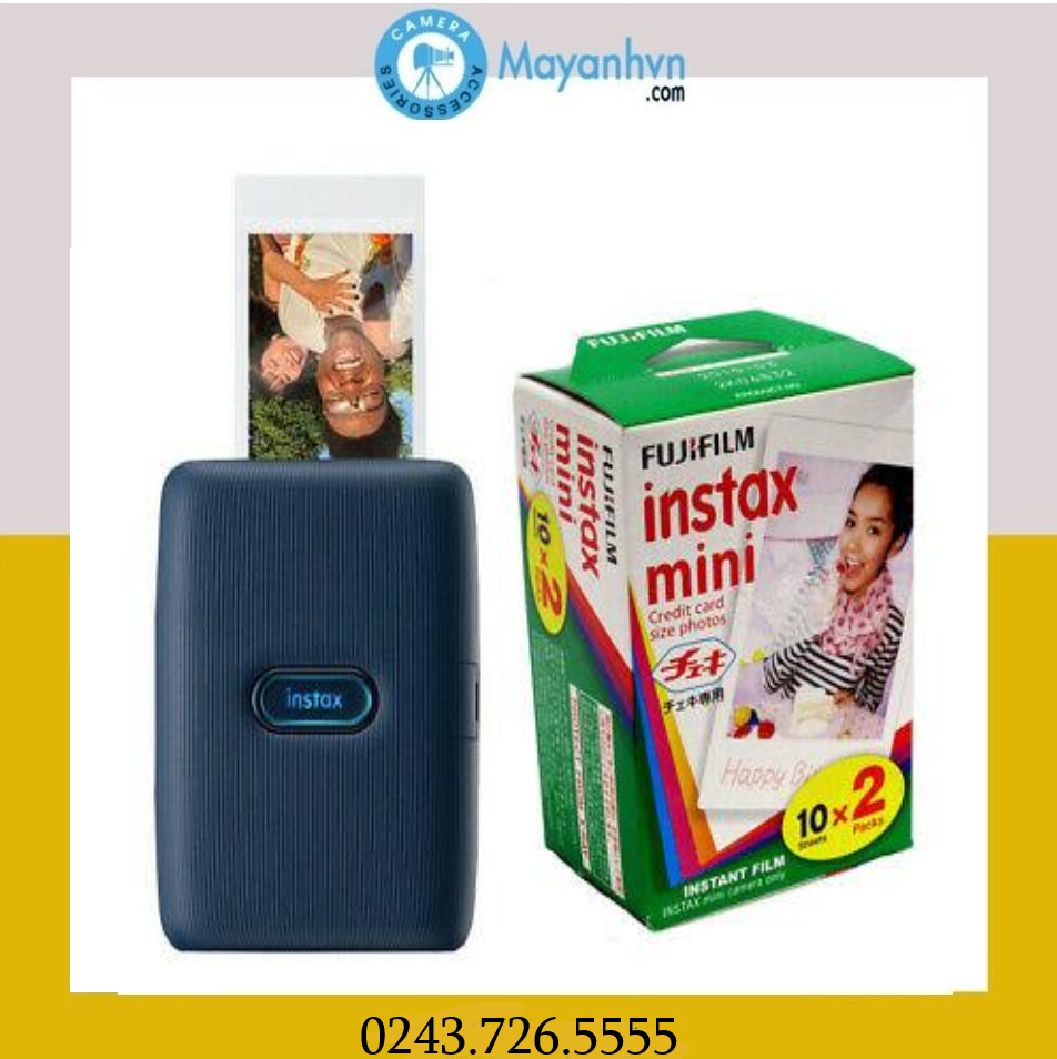 Combo máy in ảnh lấy ngay Fujifilm Instax Mini Link kèm 20 tấm film màu Dark Denim (Bảo hành 12 tháng)