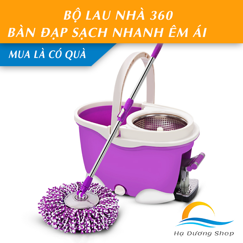 Bộ lau nhà 360 độ thông minh tự vắt thái lan inox spin mop plus cao cấp hadu