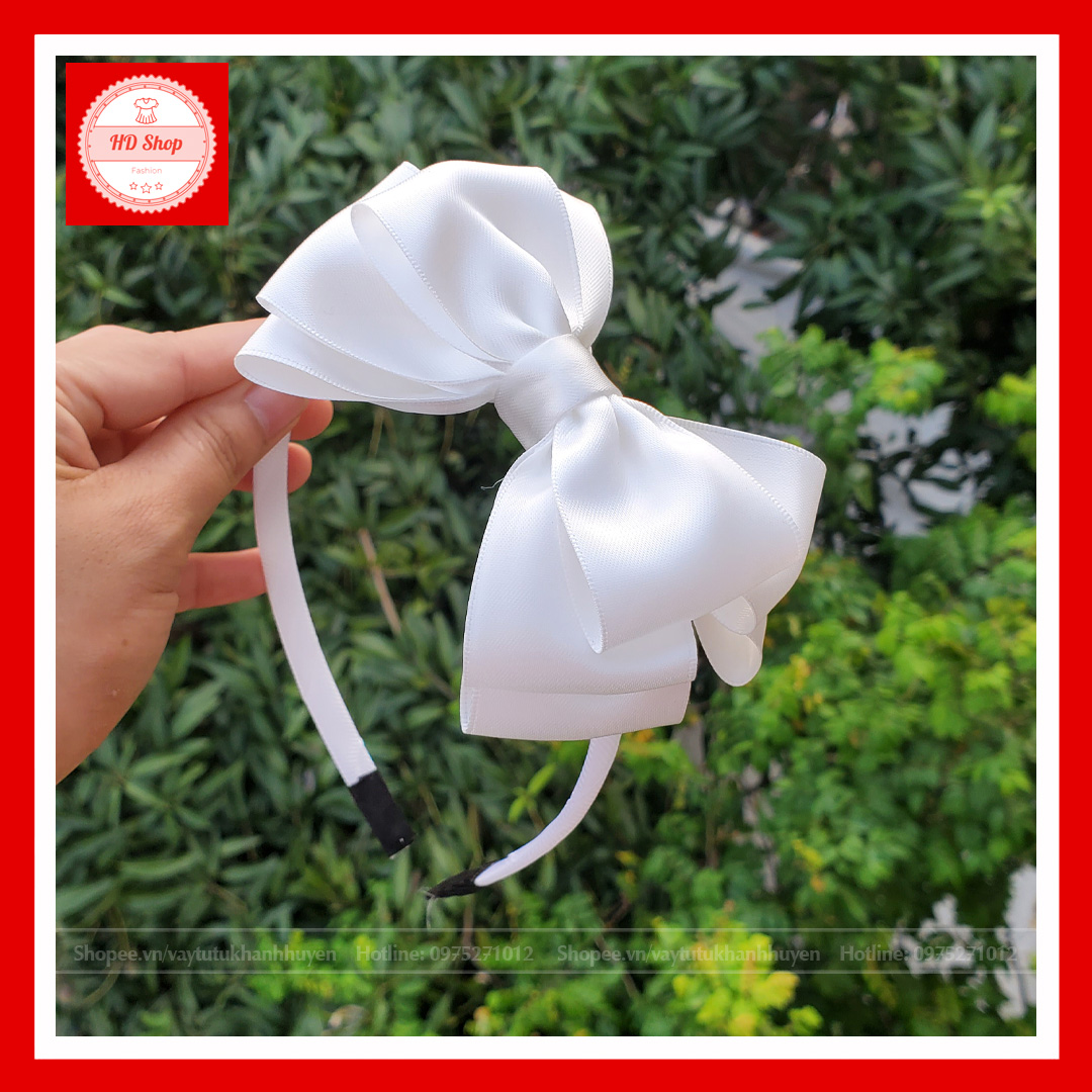 Cài tóc đẹp cho bé gái nơ trắng dễ thương