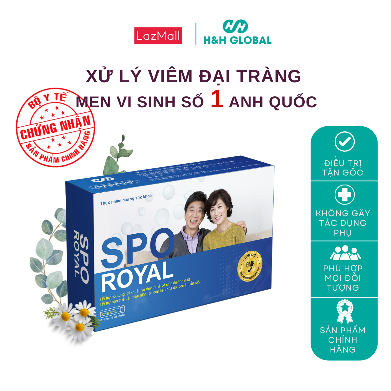 Đại tràng spo royal - xử lý tận gốc viêm đại tràng, men đại tràng chứa 60 tỷ bào tử lợi khuẩn - hh global